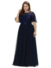 Sequin Print Floor-length Evening Dresses with Cap Sleeve Bridesmaid Dresses Luxurious Weddings