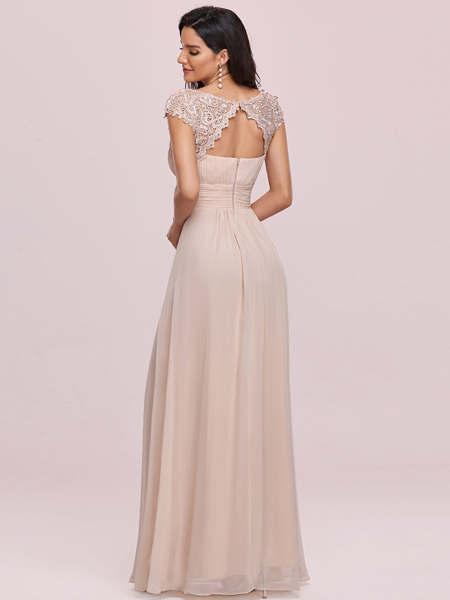 Lace Neckline Ruched Chiffon Bridesmaid Dress Bridesmaid Dresses Luxurious Weddings