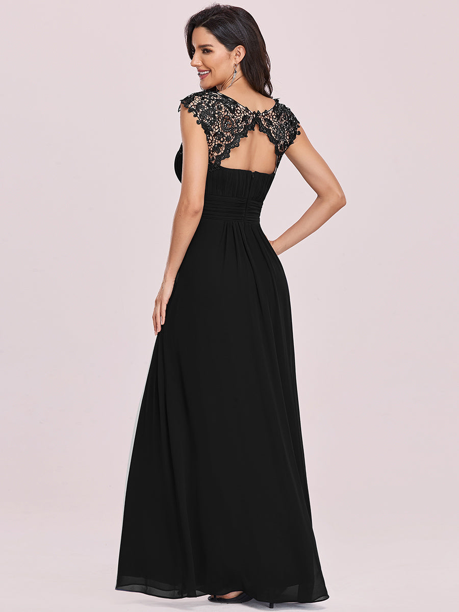 Lace Neckline Ruched Chiffon Bridesmaid Dress Bridesmaid Dresses Luxurious Weddings