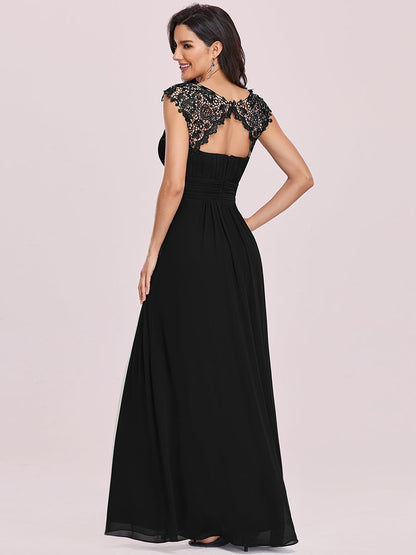 Lace Neckline Ruched Chiffon Bridesmaid Dress Bridesmaid Dresses Luxurious Weddings