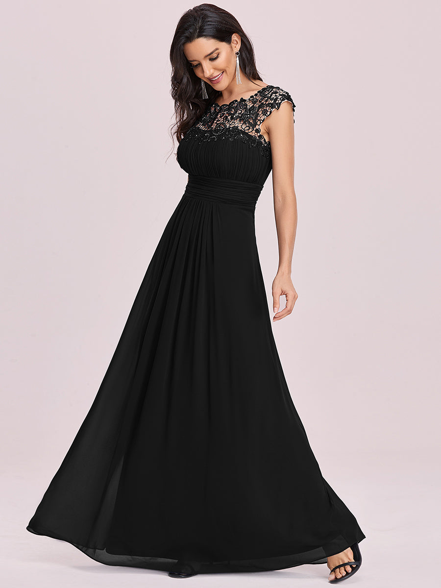 Lace Neckline Ruched Chiffon Bridesmaid Dress Bridesmaid Dresses Luxurious Weddings