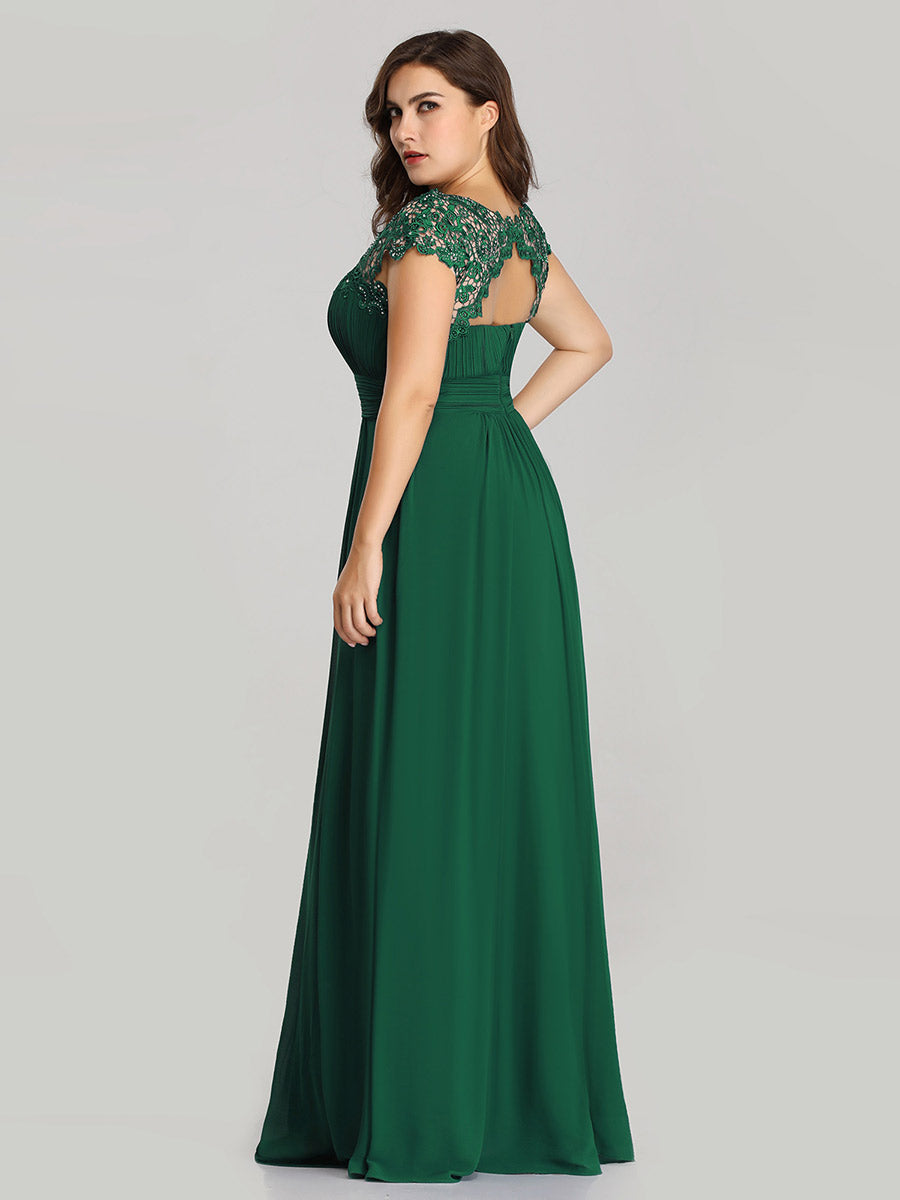 Lace Neckline Ruched Chiffon Bridesmaid Dress Bridesmaid Dresses Luxurious Weddings