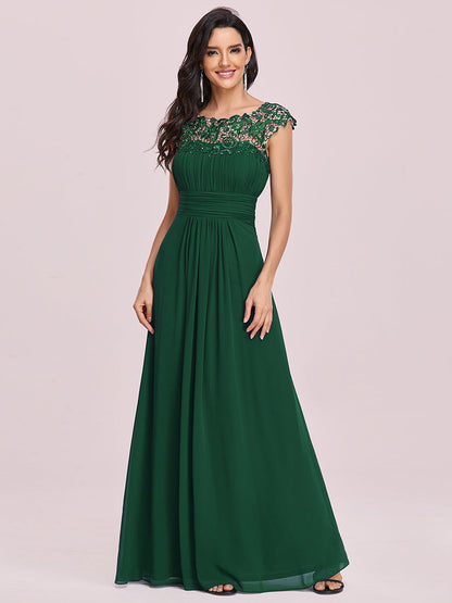 Lace Neckline Ruched Chiffon Bridesmaid Dress Bridesmaid Dresses Luxurious Weddings
