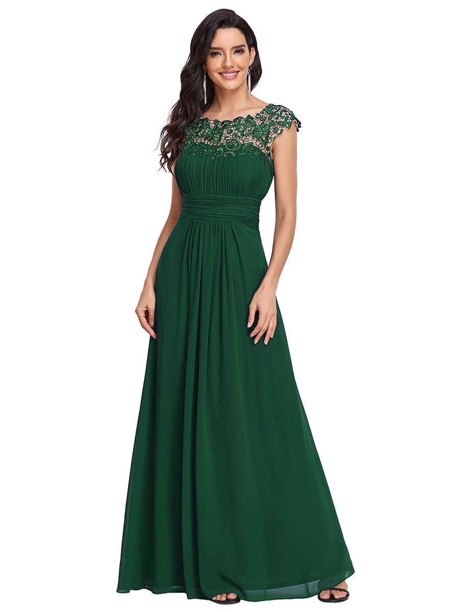 Lace Neckline Ruched Chiffon Bridesmaid Dress Bridesmaid Dresses Luxurious Weddings