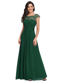 Lace Neckline Ruched Chiffon Bridesmaid Dress Bridesmaid Dresses Luxurious Weddings