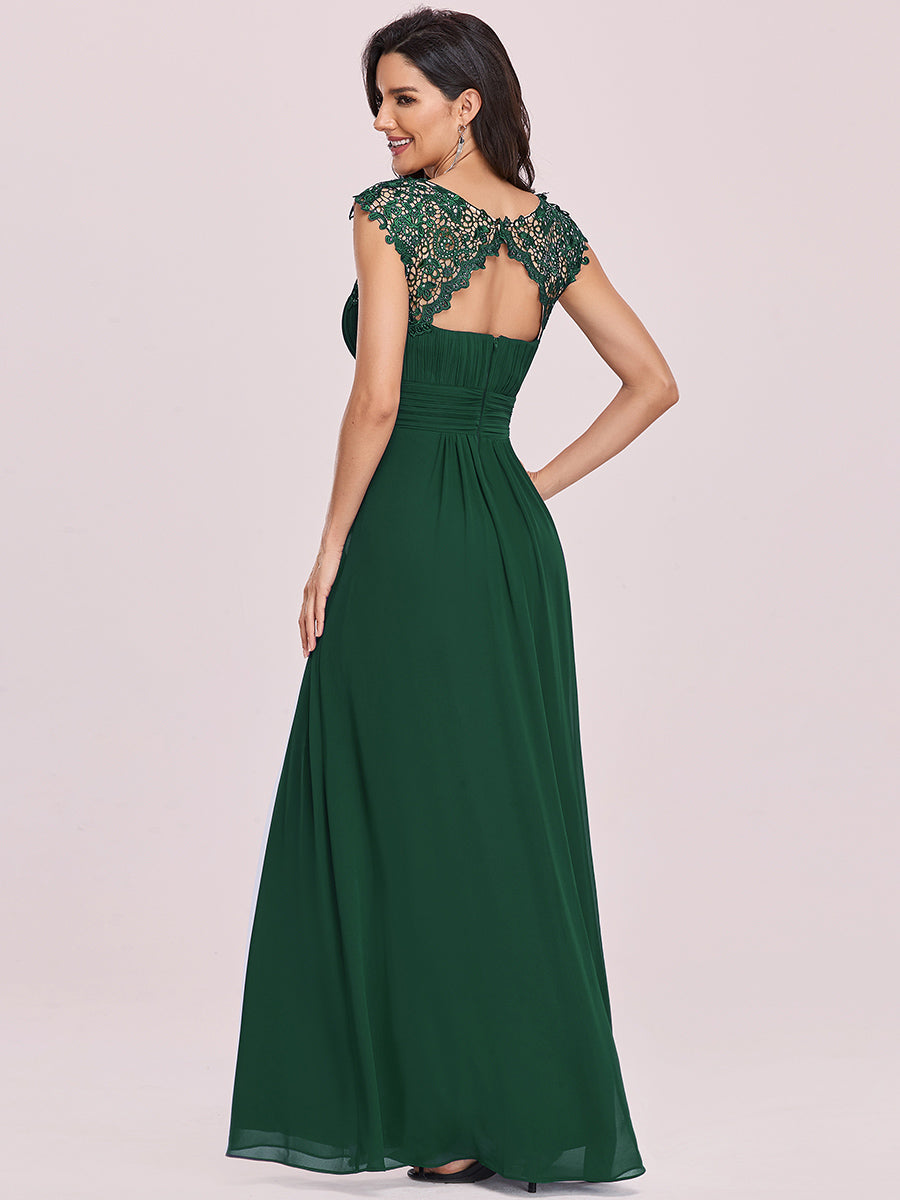 Lace Neckline Ruched Chiffon Bridesmaid Dress Bridesmaid Dresses Luxurious Weddings