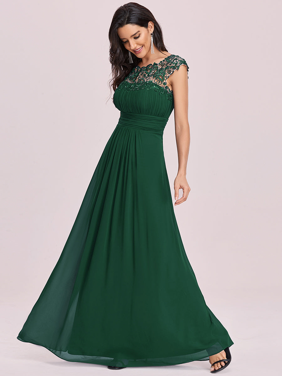 Lace Neckline Ruched Chiffon Bridesmaid Dress Bridesmaid Dresses Luxurious Weddings
