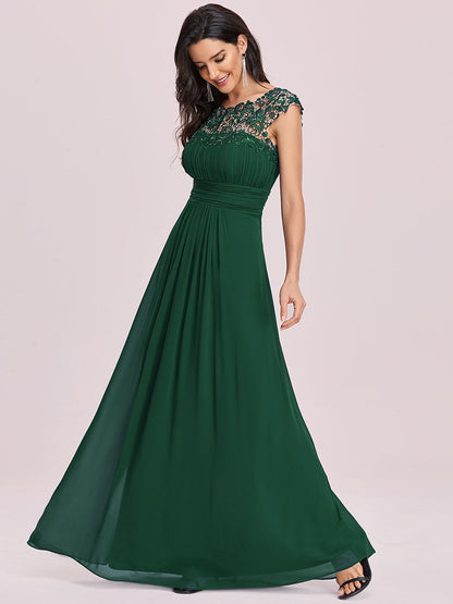 Lace Neckline Ruched Chiffon Bridesmaid Dress Bridesmaid Dresses Luxurious Weddings