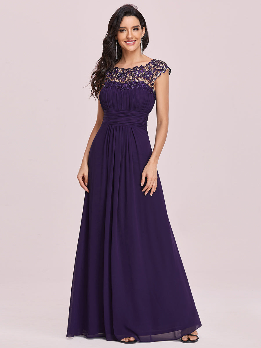 Lace Neckline Ruched Chiffon Bridesmaid Dress Bridesmaid Dresses Luxurious Weddings