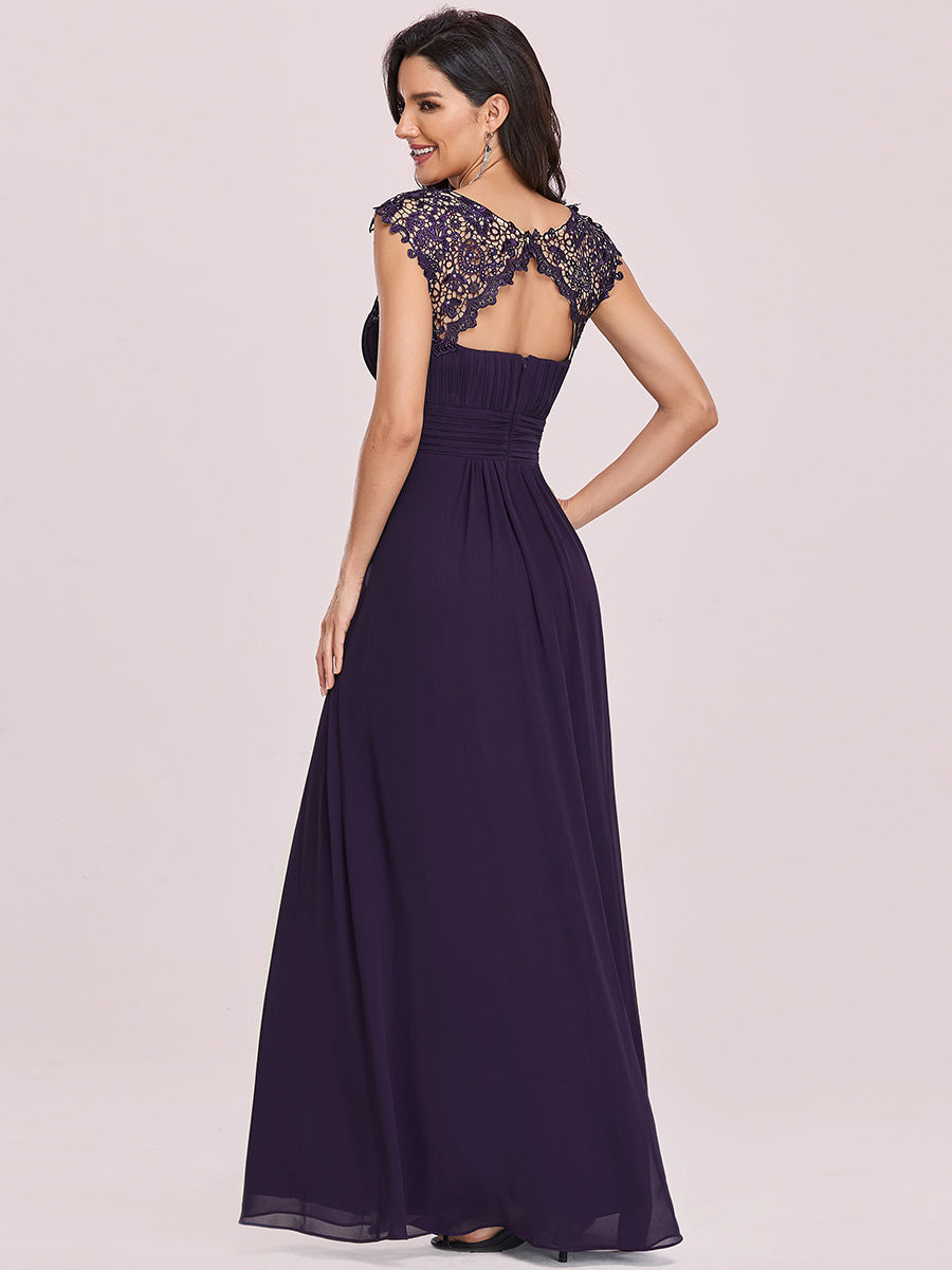 Lace Neckline Ruched Chiffon Bridesmaid Dress Bridesmaid Dresses Luxurious Weddings