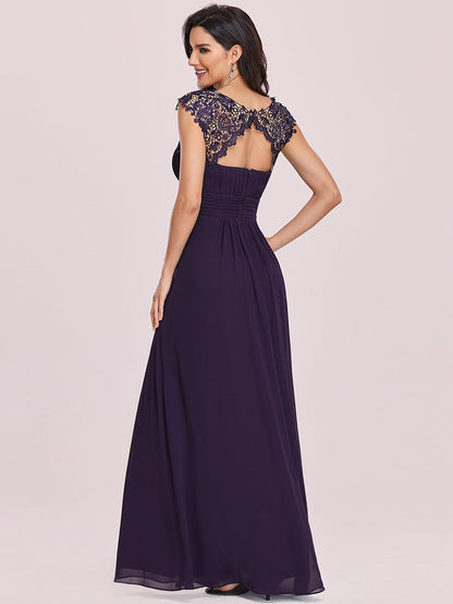 Lace Neckline Ruched Chiffon Bridesmaid Dress Bridesmaid Dresses Luxurious Weddings