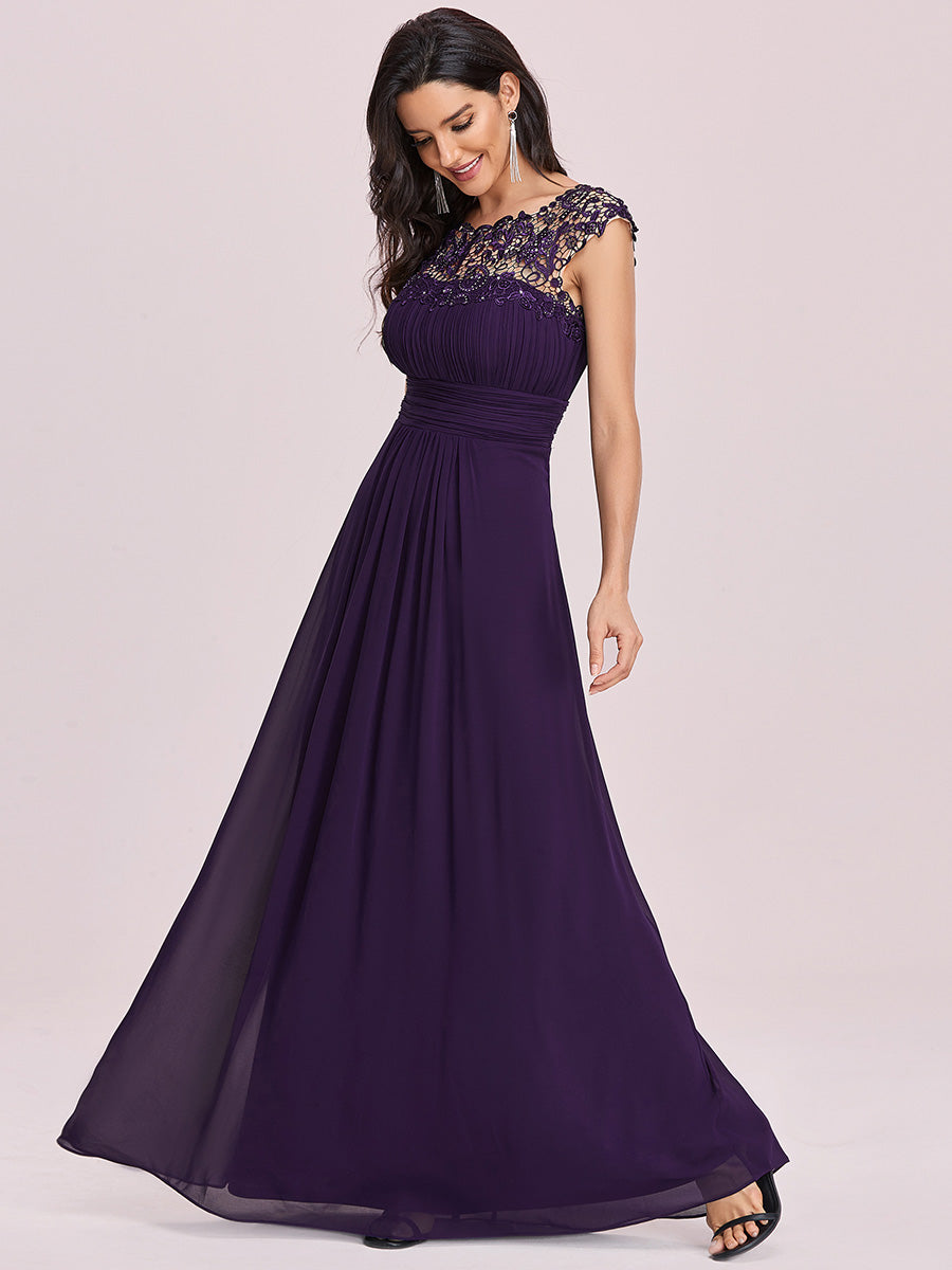 Lace Neckline Ruched Chiffon Bridesmaid Dress Bridesmaid Dresses Luxurious Weddings