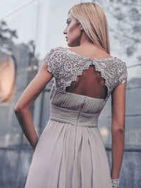 Lace Neckline Ruched Chiffon Bridesmaid Dress Bridesmaid Dresses Luxurious Weddings