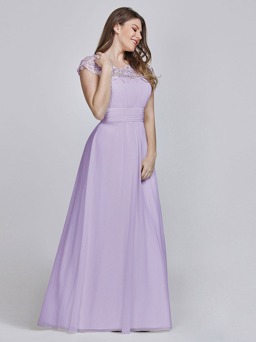 Lace Neckline Ruched Chiffon Bridesmaid Dress Bridesmaid Dresses Luxurious Weddings