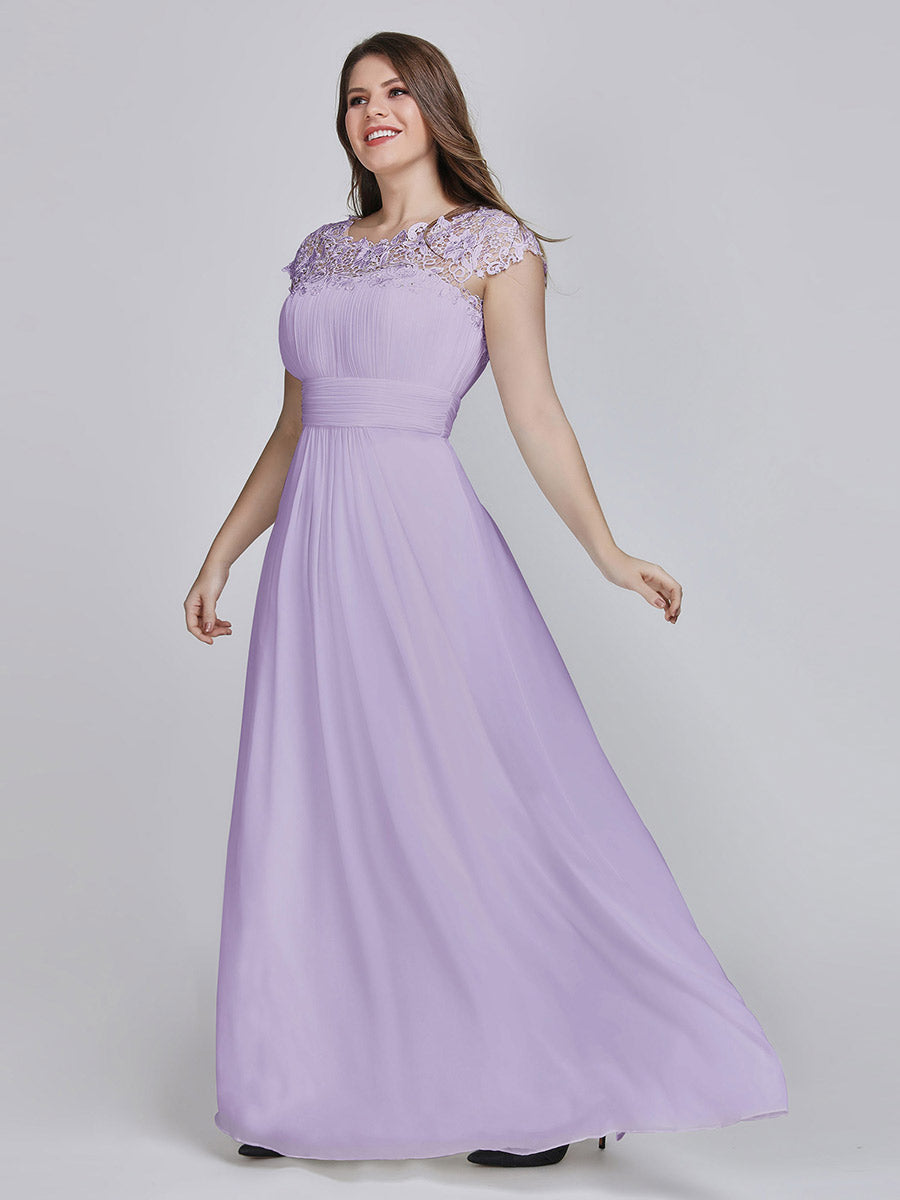 Lace Neckline Ruched Chiffon Bridesmaid Dress Bridesmaid Dresses Luxurious Weddings