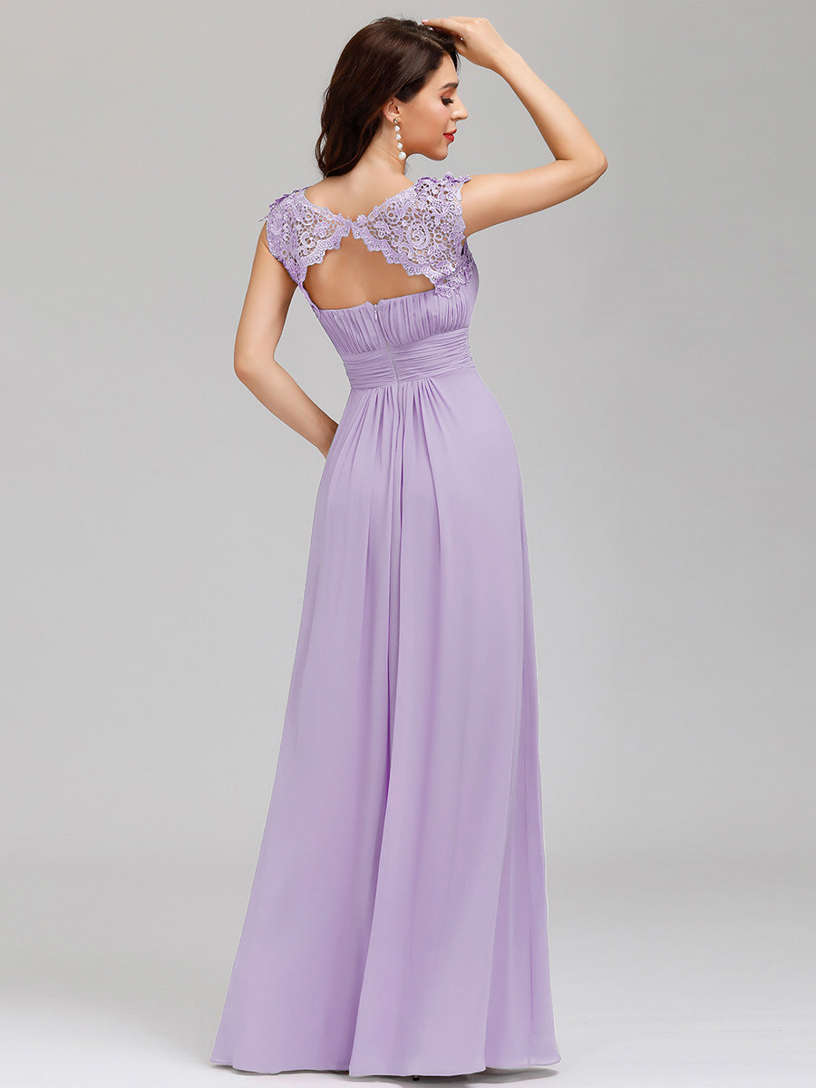 Lace Neckline Ruched Chiffon Bridesmaid Dress Bridesmaid Dresses Luxurious Weddings