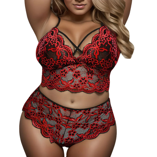 Plus Size Floral Lace Lingerie Set lingerie plus size Luxurious Weddings