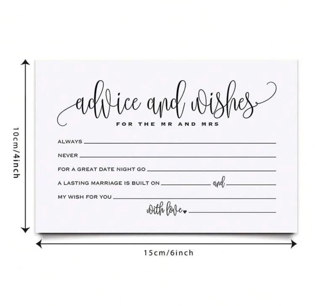 Wedding Advice Cards for Guests Luxurious Weddings