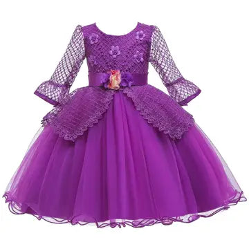 Long Sleeve Elegant Hollow Dress girls dress Luxurious Weddings