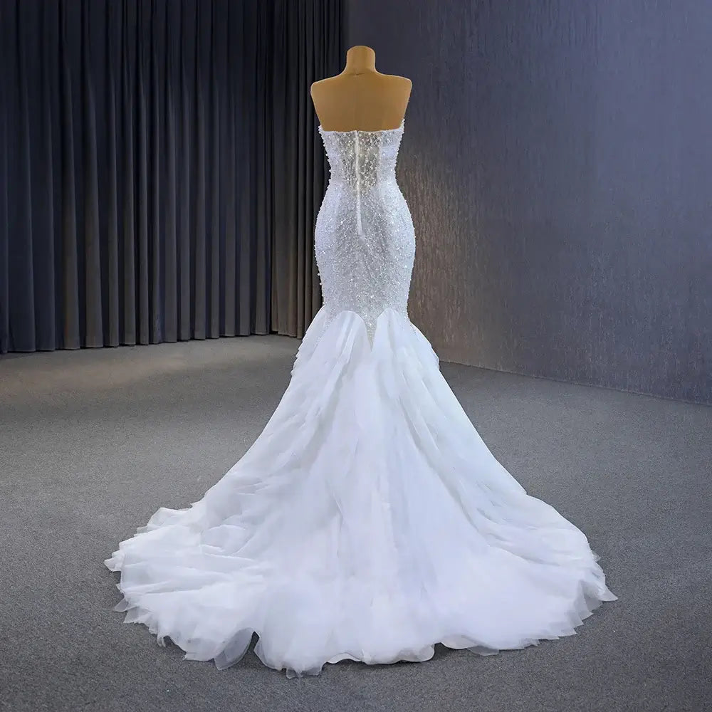 Elegant Strapless Lace Mermaid Gown Wedding dress Luxurious Weddings