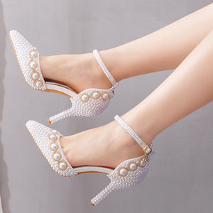 Bridal Heels Crystal Queen Pearl Diamond Shoes high heels Luxurious Weddings