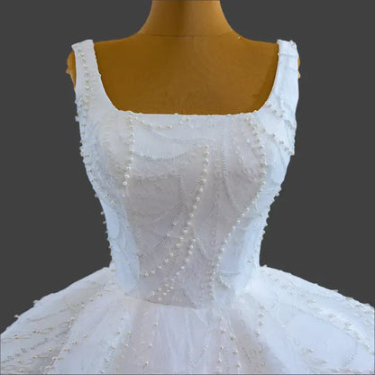 Sleeveless Sequin Ball Gown Applique Beaded Wedding Dress Wedding Dress Luxurious Weddings
