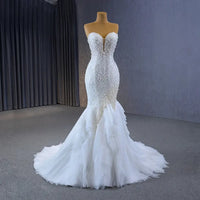 Elegant Strapless Lace Mermaid Gown Wedding dress Luxurious Weddings