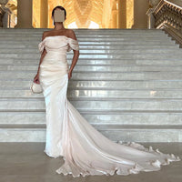 Off Shoulder Mermaid Beige Wedding Dress Wedding Dress Luxurious Weddings