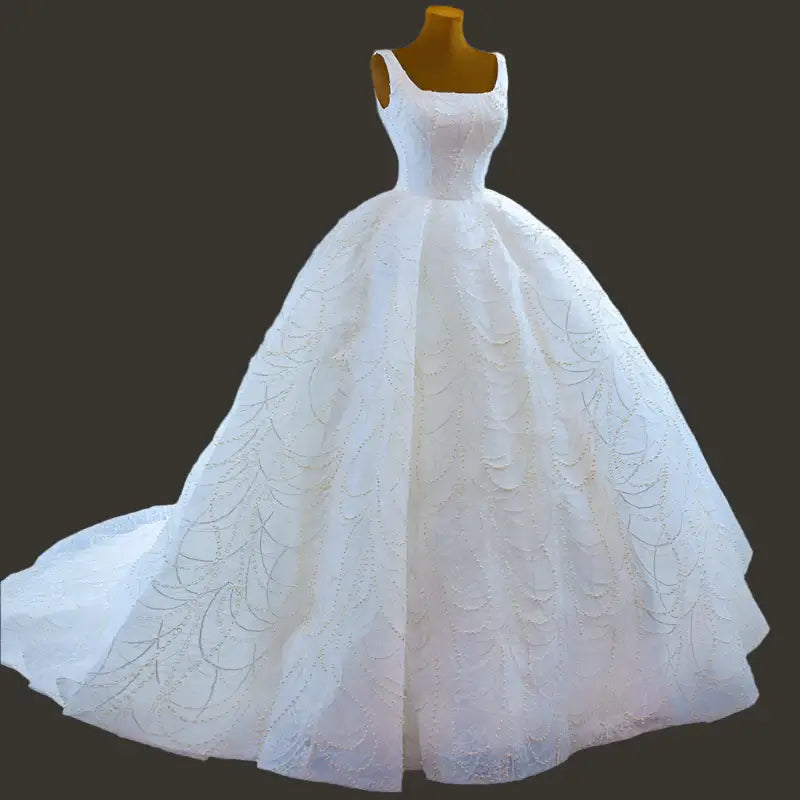 Sleeveless Sequin Ball Gown Applique Beaded Wedding Dress Wedding Dress Luxurious Weddings