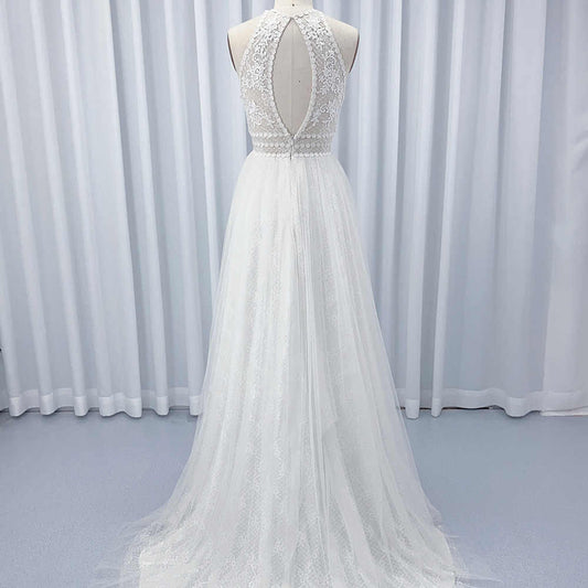 Boho Halter Sleeveless A-Line Wedding Dress Boho Wedding Dress Luxurious Weddings