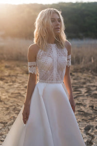 Satin Bohemian Wedding Dress Off the Shoulder wedding dress Luxurious Weddings