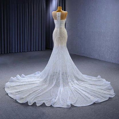 Modern White Mermaid SequinedWedding Dress Mermaid Gown Luxurious Weddings
