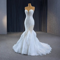 Elegant Strapless Lace Mermaid Gown Wedding dress Luxurious Weddings