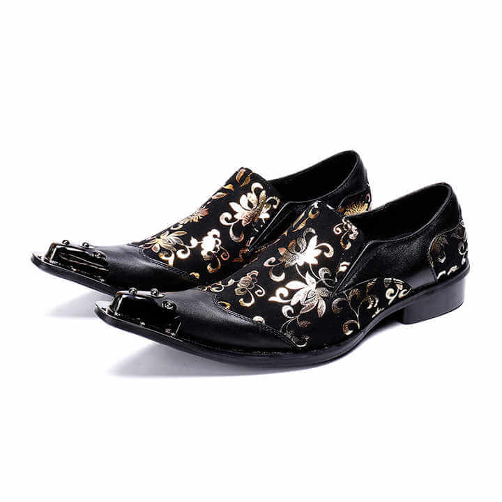 Men's Genuine Leather steel Pointed Toe Dress Shoes Loafers Luxurious Weddings