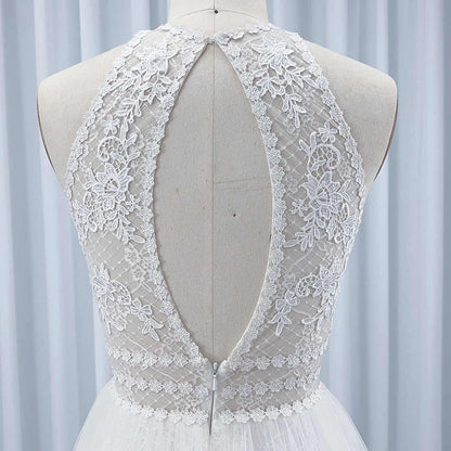 Boho Halter Sleeveless A-Line Wedding Dress Boho Wedding Dress Luxurious Weddings
