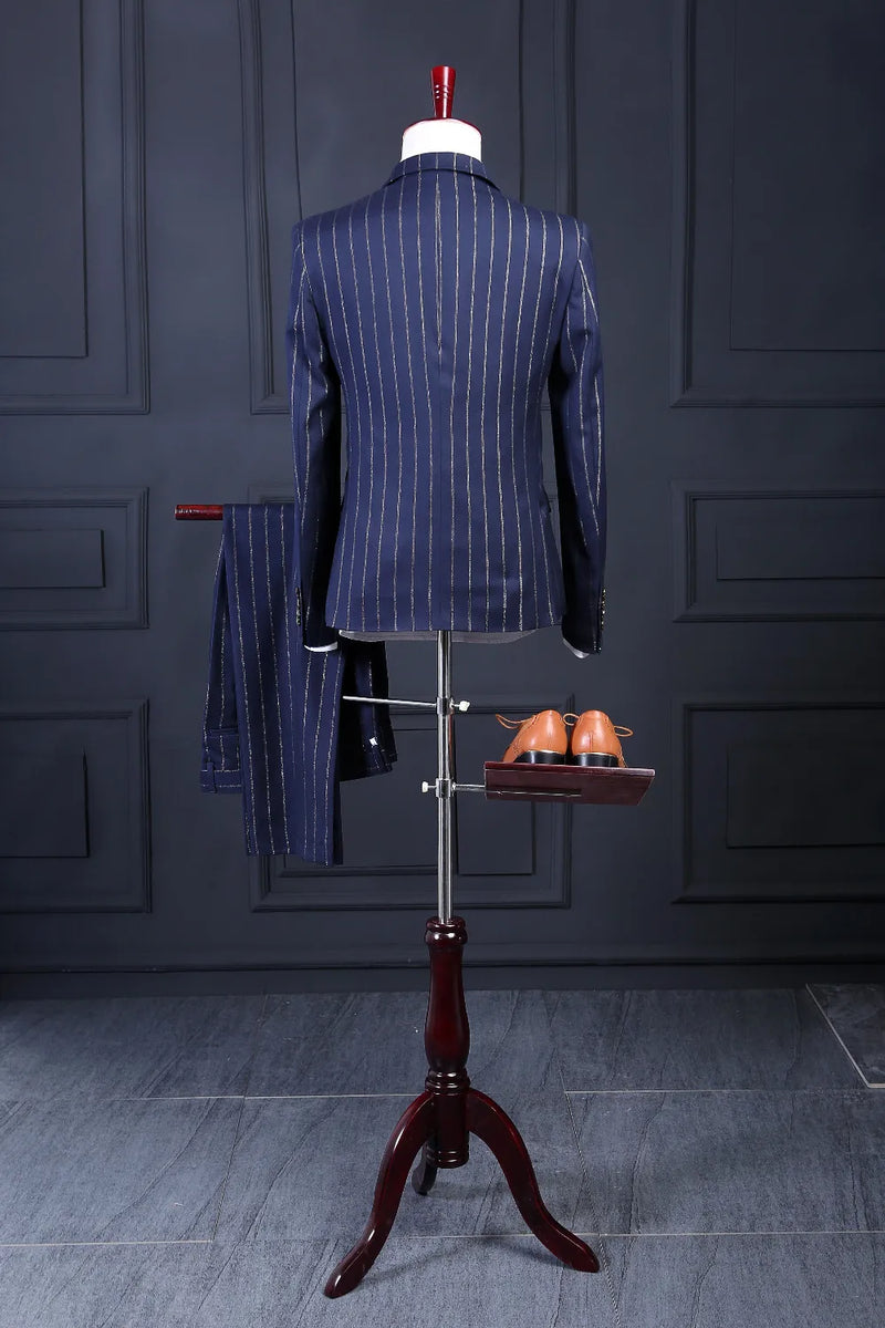 Double Breast Men's Pin Stripe Suit Suits Luxurious Weddings