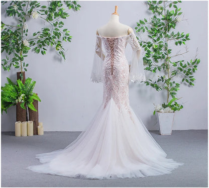 Off The shoulder puff Sleeves Sweetheart Mermaid Wedding Dress Wedding Dress Luxurious Weddings