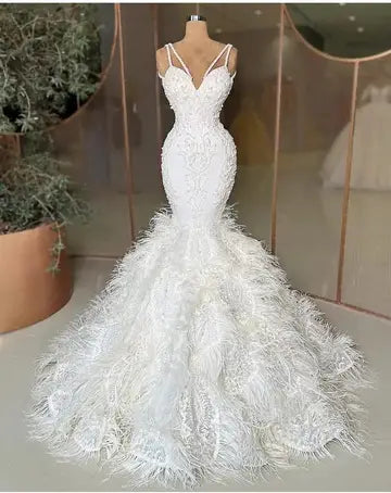 High quality long sleeve trailing plus size mermaid wedding dress Luxurious Weddings