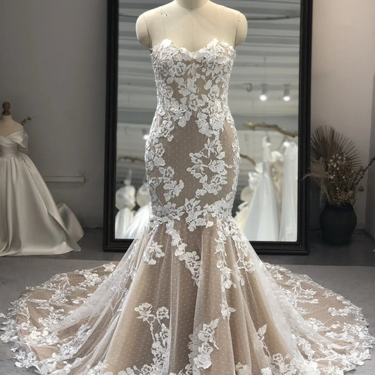 Mermaid Lace Double Sided Embroidered Plus Size Wedding Dress Wedding Dress Luxurious Weddings