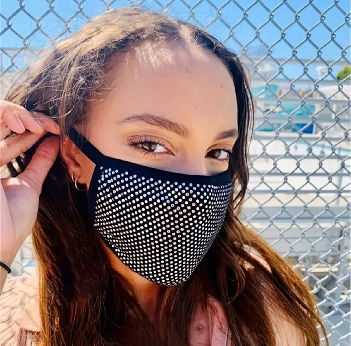 Black Rhinestone Face Mask Face mask Luxurious Weddings
