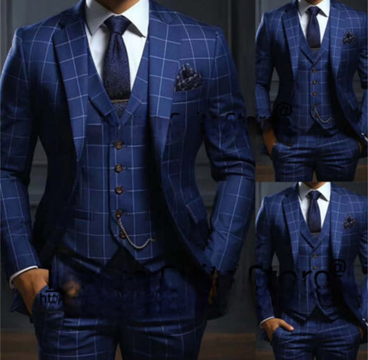 Luxury Plaid Business Suit for Men custom suit Luxurious Weddings
