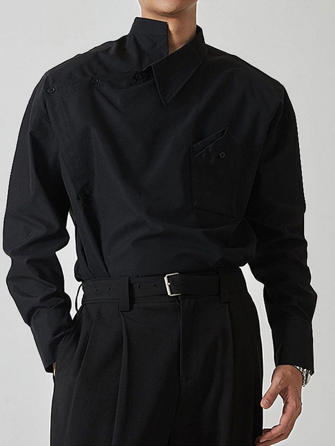 Men's Asymmetrical Long Sleeve Shirt Men Shirts Luxurious Weddings