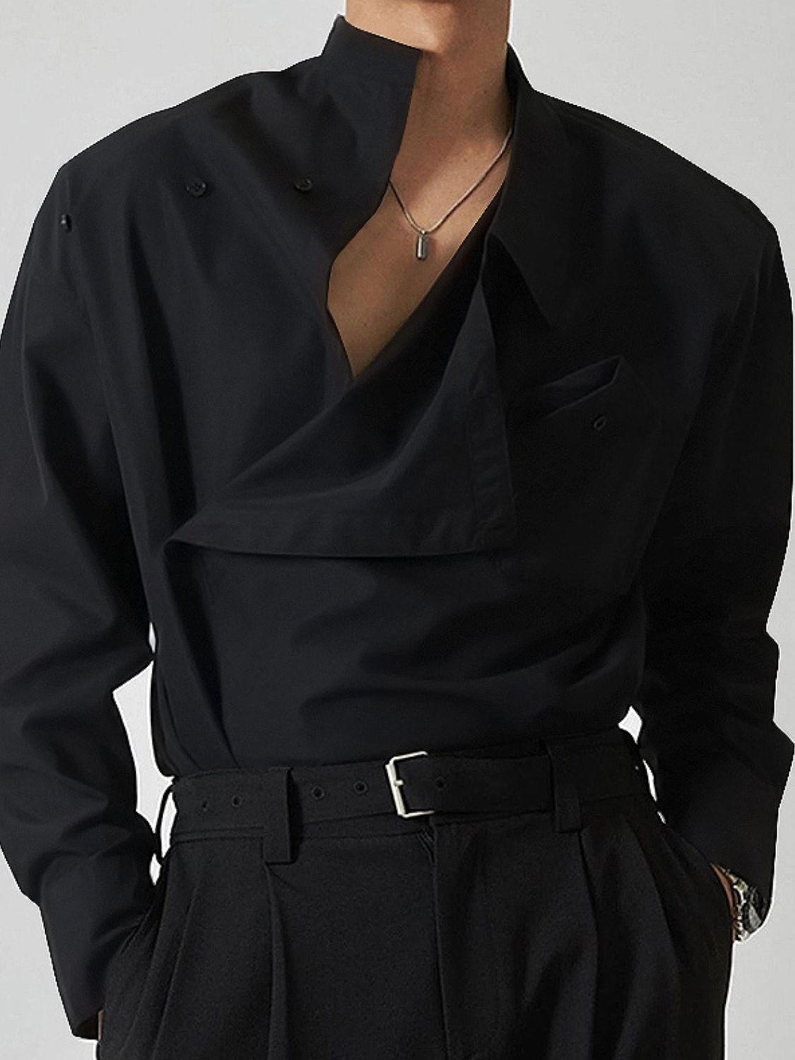 Men's Asymmetrical Long Sleeve Shirt Men Shirts Luxurious Weddings