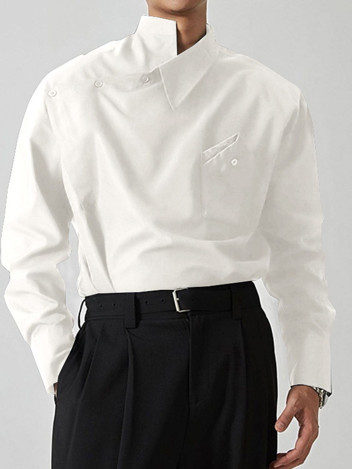 Men's Asymmetrical Long Sleeve Shirt Men Shirts Luxurious Weddings