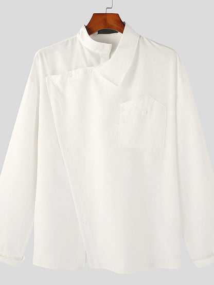 Men's Asymmetrical Long Sleeve Shirt Men Shirts Luxurious Weddings