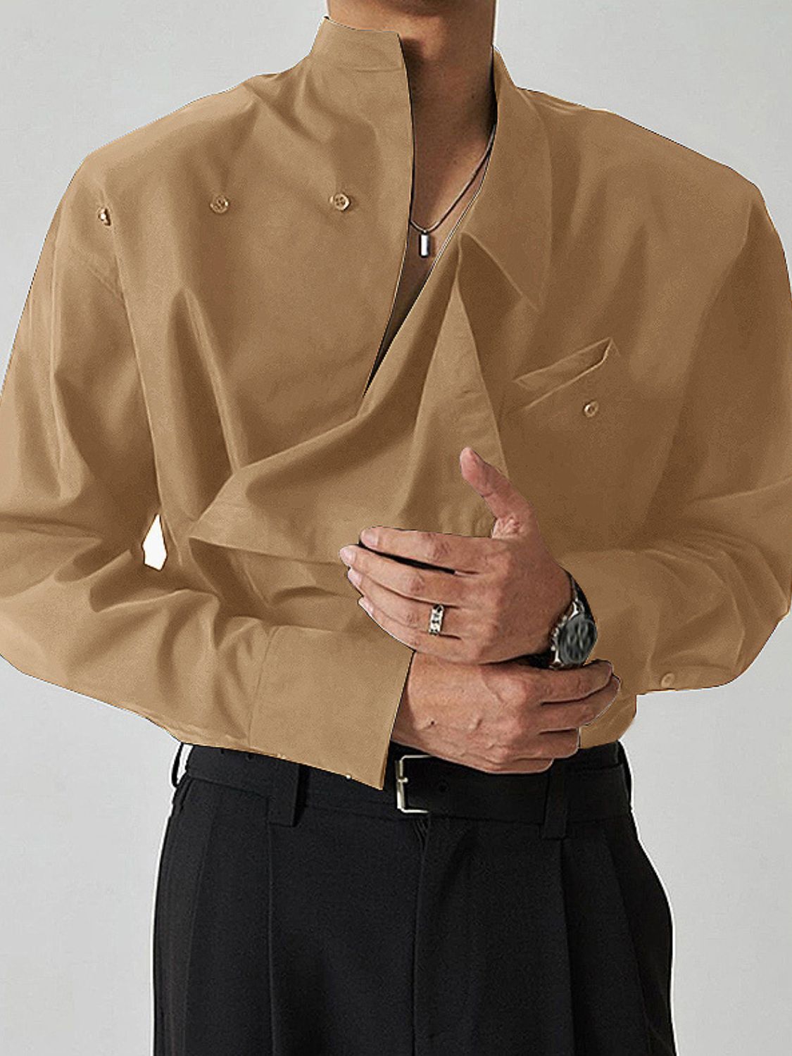 Men's Asymmetrical Long Sleeve Shirt Men Shirts Luxurious Weddings