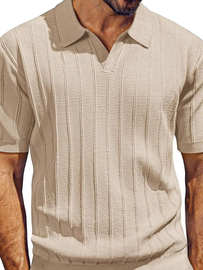 Men's Full Size Textured Collared Neck Short Sleeve Polo Plus Size Polo shirt Luxurious Weddings