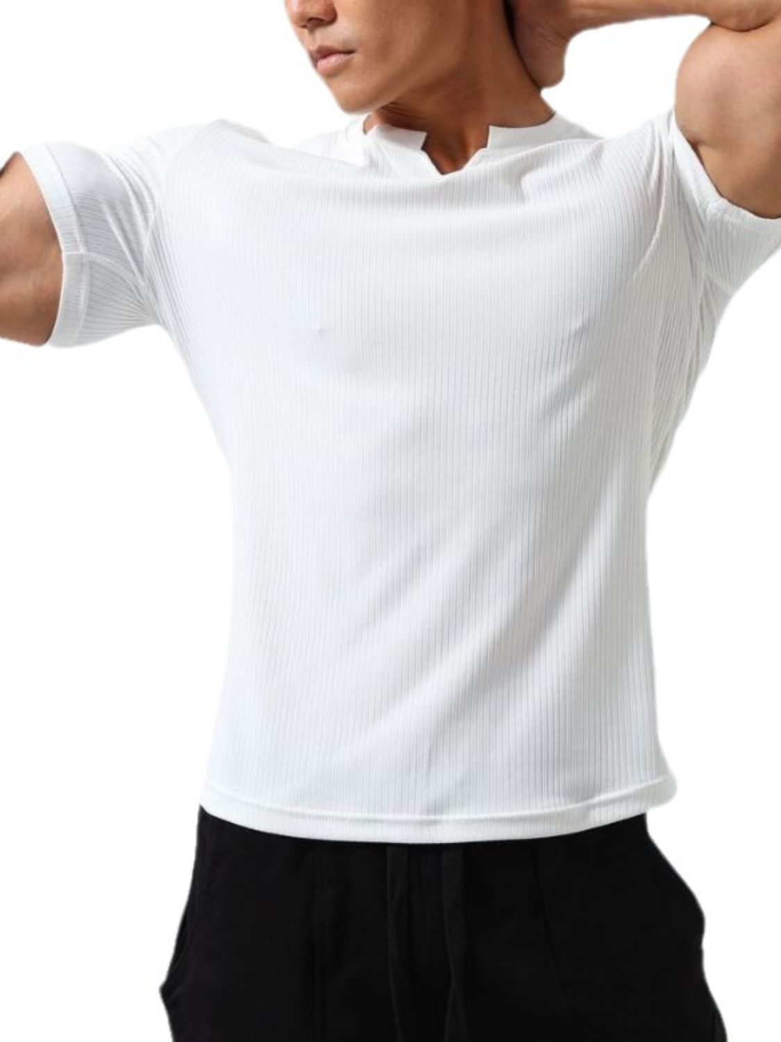 Men's Plus Size Notched Short Sleeve T-Shirt Tshirts Luxurious Weddings