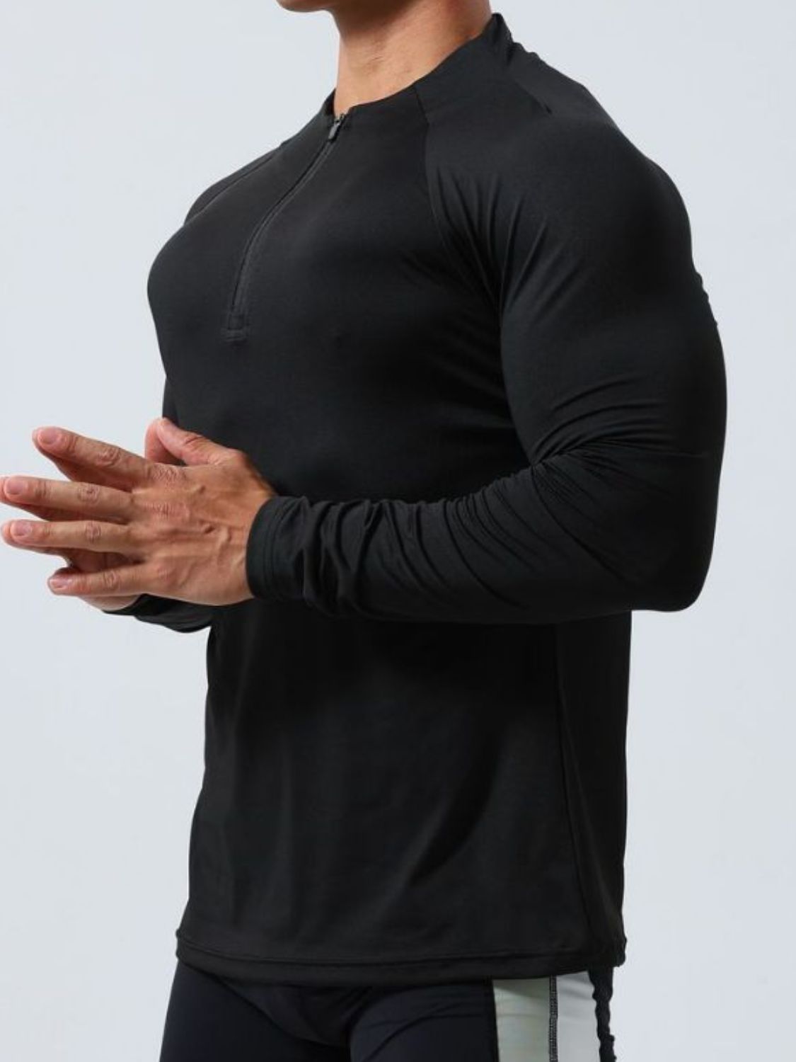 Men's Plus Size Quarter Zip Long Sleeve Top Long sleeved Luxurious Weddings