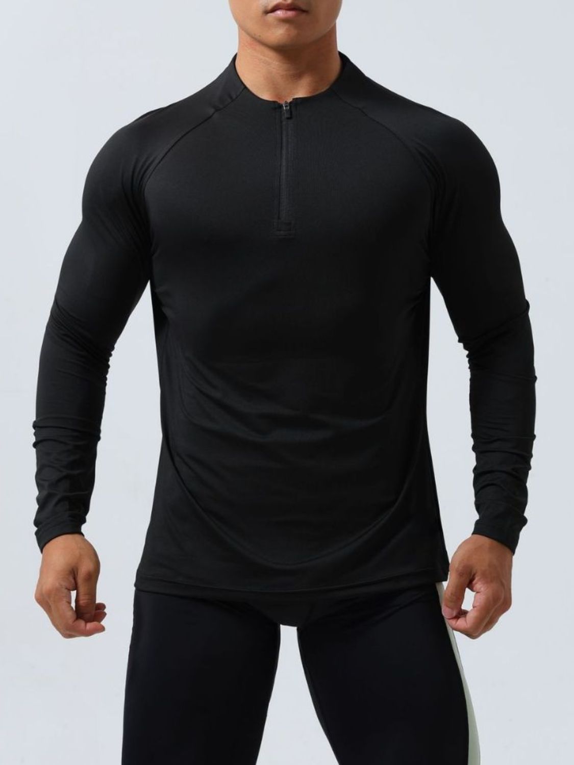 Men's Plus Size Quarter Zip Long Sleeve Top Long sleeved Luxurious Weddings